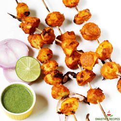 Tandoori Aloo Tikka Recipe (Potato Skewers)