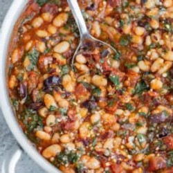 Puttanesca Beans With Garlic Bread