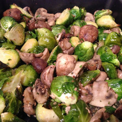 Roasted Brussel Sprouts With Mushrooms &amp; Bacon