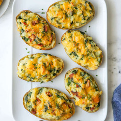 Spinach And Cheddar Twice Baked Potatoes