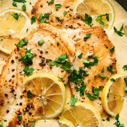 Easy, Creamy Lemon Garlic Skillet Chicken