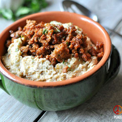 Roasted Garlic Turnip Puree With Chorizo - Low Carb, Gluten Free