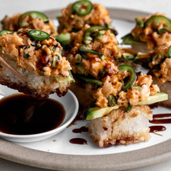 Crispy Rice With Spicy Shrimp Salad