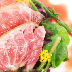 Seared Bluefin Tuna Otoro With Mixed Greens And Citrus Ponzu
