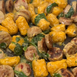 Stuffed Gnocchi &amp; Chicken Sausage with Spinach