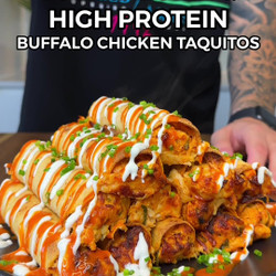 Easy Crispy Low Calorie &amp; High Protein Buffalo Chicken Taquitos