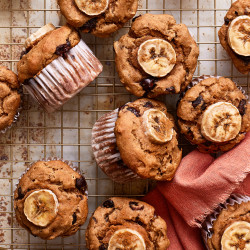 Easy Banana Chocolate Chip Protein Muffins