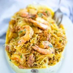 Keto Shrimp &amp; Chorizo Spaghetti Squash Bowls