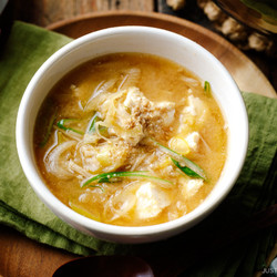 Miso Soup With Enoki Mushrooms And Ground Sesame