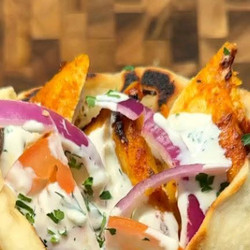 High Protein Chicken Gyros W Garlic Flatbread