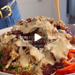 Teriyaki Chicken Crispy Rice Salad With Creamy Sesame Ginger Dressing