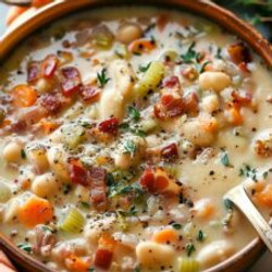 Creamy Bacon And White Bean Soup