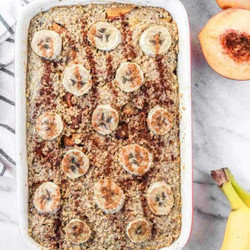 Banana Peach Steel Cut Baked Oatmeal 
