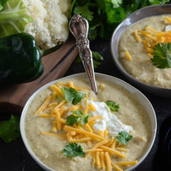Roasted Poblano Chicken Cauliflower Soup
