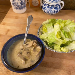 Brown Butter Mushroom Soup with Chicken