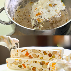 Homemade Nougat With Nuts, Dried Fruits, And Candied Orange Peels