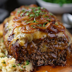 Crockpot French Onion Meatloaf With Melted Swiss Cheese