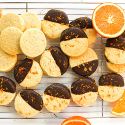 Chocolate Dipped Orange Shortbread Cookies