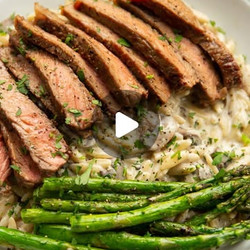 Steak &amp; Creamy Garlic Mushroom Orzo