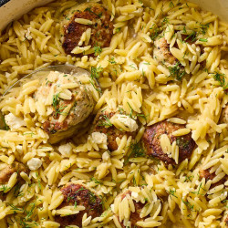 One-pan Greek Chicken Meatballs And Lemon Orzo
