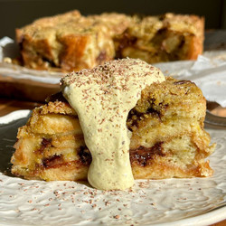 Pistachio Cream Chocolate Croissant Bread Pudding