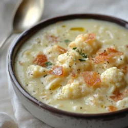 Creamy Cheddar Cauliflower &amp; Roasted Garlic Soup Recipe