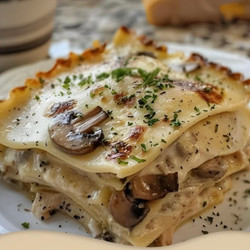 Mushroom Chicken Alfredo Lasagna
