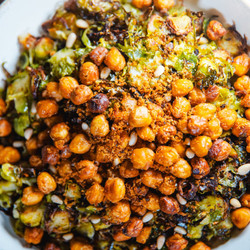 Shredded Sprout, Crispy Chickpea &amp; Charred Lemon Salad