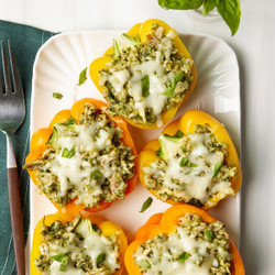 Chicken Pesto Stuffed Peppers