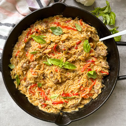 Fried Sausage &amp; Pepper Orzo