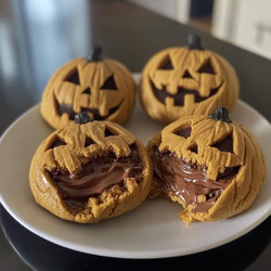 Milk Chocolate Stuffed Jack-o-lantern Cookies