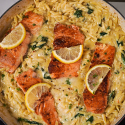 Lemon Creamy Salmon Orzo