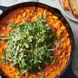 Creamy, Spicy Tomato Beans And Greens 