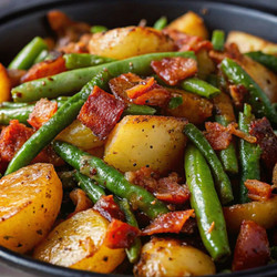 Country Ranch Green Beans And Potatoes With Bacon