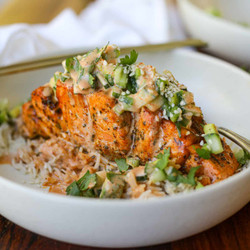 Air Fryer Spicy Hasselback Salmon