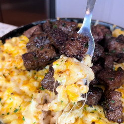 Garlic Butter Steak Bite Mac &amp; Cheese