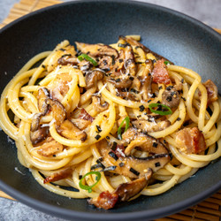 Miso Bacon Mushroom Carbonara