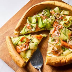 Savory Dutch Baby With Smoked Salmon, Sour Cream, And Cucumber