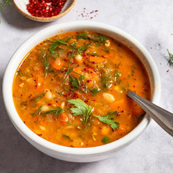 Mediterranean White Bean Soup With Spinach And Fresh Herbs