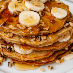 Crispy, Buttery Banana Bread Pancakes