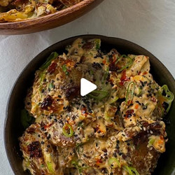 Crispy Smashed Potato Salad + Chilli Crisp Tahini