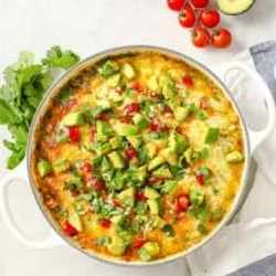 Cheesy Salsa Verde Chicken Casserole