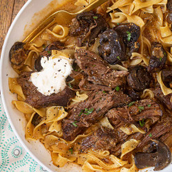 Slow Cooker Pot Roast Beef Stroganoff