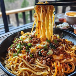 Mongolian Noodles With Ground Beef