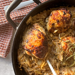 French Onion Chicken With Caramelized Onions &amp; Orzo
