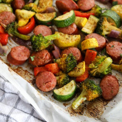 Keto Sheet Pan Sausage And Veggies