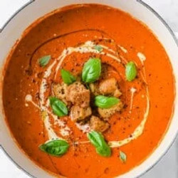 Smoked Gouda, Roasted Red Pepper Tomato Bisque