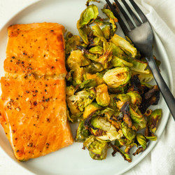 Sheet Pan Maple Dijon Salmon And Brussels Sprouts