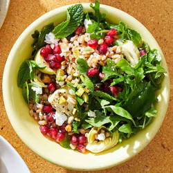 Farro Salad With Arugula, Artichokes &amp; Pistachios