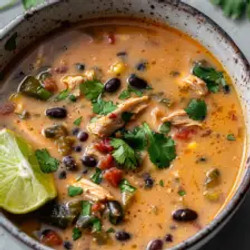 Creamy Chicken Poblano And Black Bean Soup